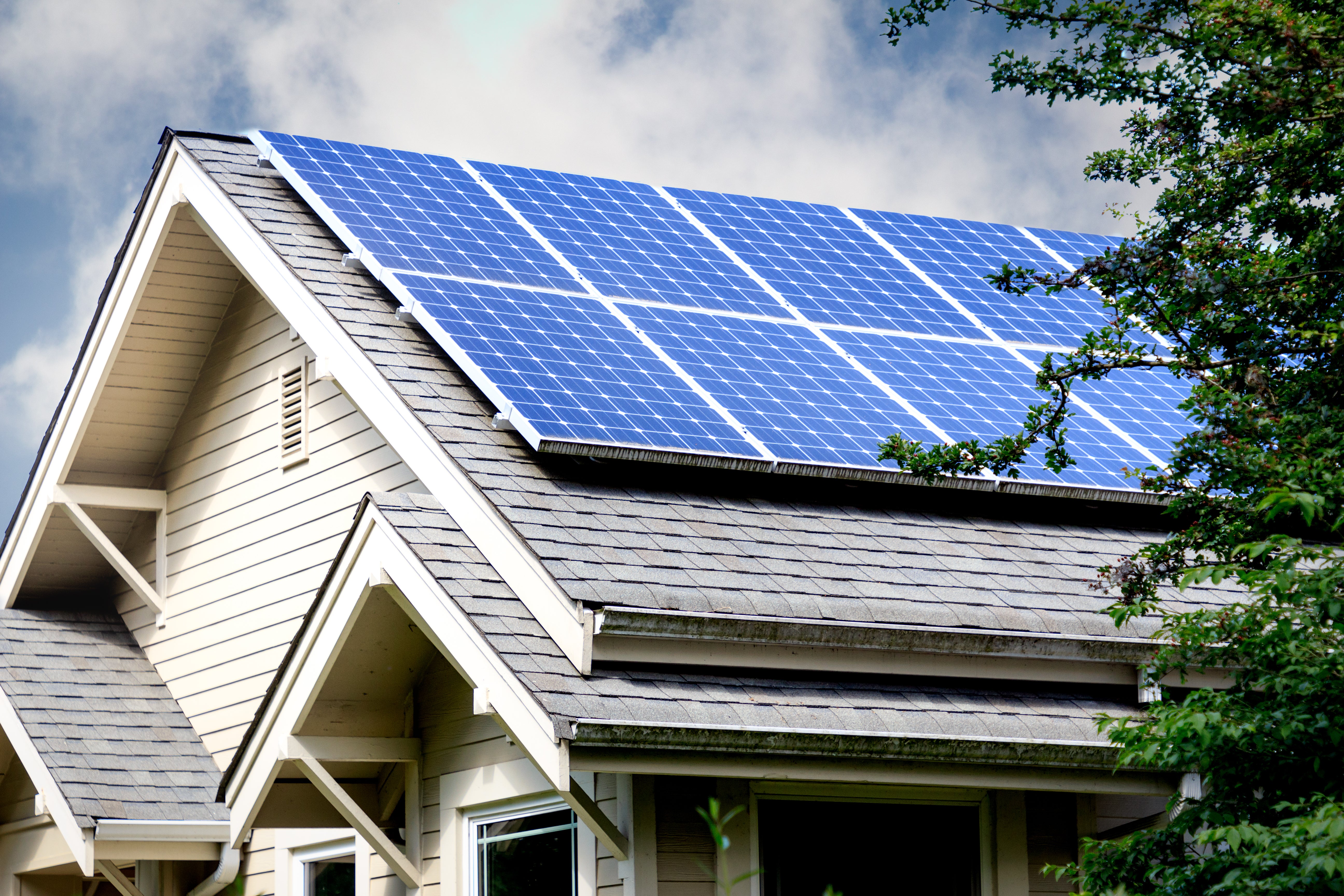 Solar panels installed on the roof of a home