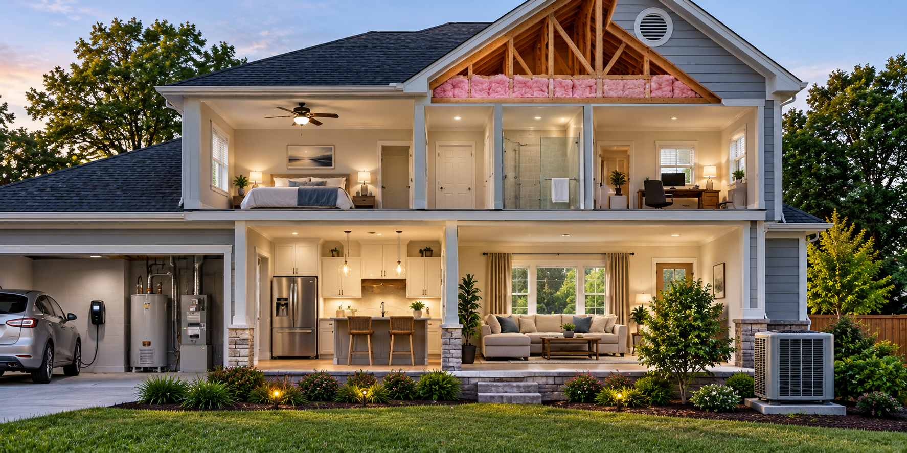 Cutaway view showing energy-saving opportunities throughout a home